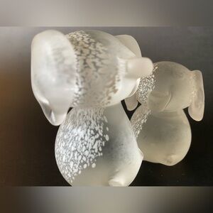 Pair of art glass critters. Elephants? Were part of a larger elephant collection